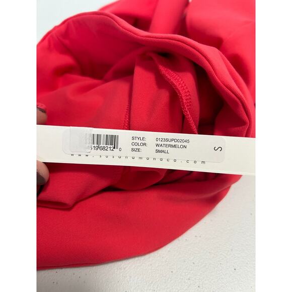 Susana Monaco Twist Front Strapless Maxi Dress Watermelon Size S‎ Side Split NWT - Picture 9 of 12